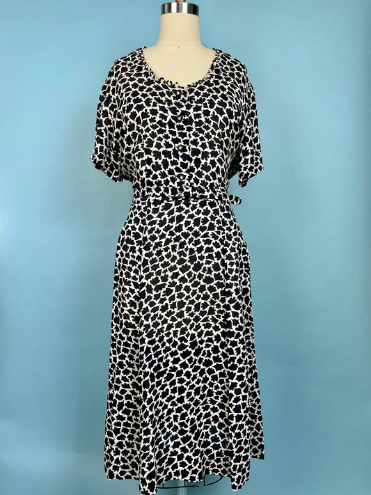 1940s - 1950s Rayon Print Loop Dress