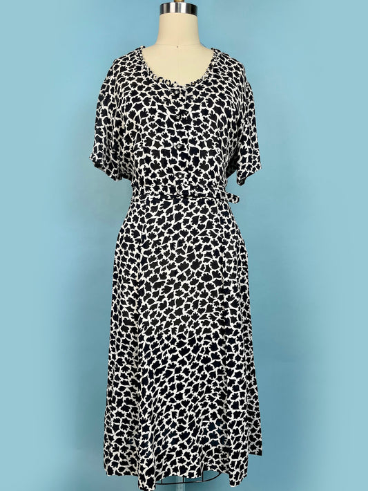 1940s - 1950s Rayon Print Loop Dress