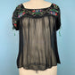 1940s Sheer Embroidered Peasant Top