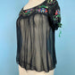 1940s Sheer Embroidered Peasant Top