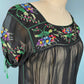 1940s Sheer Embroidered Peasant Top